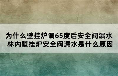 为什么壁挂炉调65度后安全阀漏水 林内壁挂炉安全阀漏水是什么原因